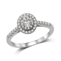 Thumbnail for 14K White Gold 1/2 Ct.Tw.Diamond Halo Engagement Ring