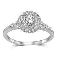 Thumbnail for 14K White Gold 1/2 Ct.Tw.Diamond Halo Engagement Ring