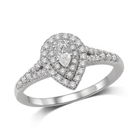 Thumbnail for 14K White Gold 1/2 Ct.Tw.Diamond Halo Engagement Ring