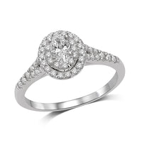 Thumbnail for 14K White Gold 1/2 Ct.Tw.Diamond Halo Engagement Ring