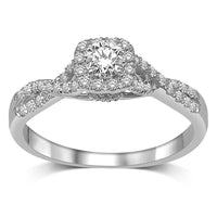 Thumbnail for 14K White Gold 1/2 Ct.Tw.Diamond Halo Engagement Ring