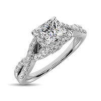 Thumbnail for 14K White Gold 1/2 Ct.Tw.Diamond Halo Engagement Ring