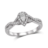 Thumbnail for 14K White Gold 1/2 Ct.Tw.Diamond Halo Engagement Ring