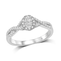 Thumbnail for 14K White Gold 1/2 Ct.Tw.Diamond Halo Engagement Ring