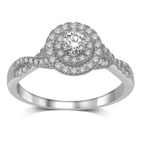 Thumbnail for 14K White Gold 1/2 Ct.Tw.Diamond Halo Engagement Ring