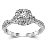 Thumbnail for 14K White Gold 1/2 Ct.Tw.Diamond Halo Engagement Ring