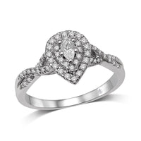 Thumbnail for 14K White Gold 1/2 Ct.Tw.Diamond Halo Engagement Ring