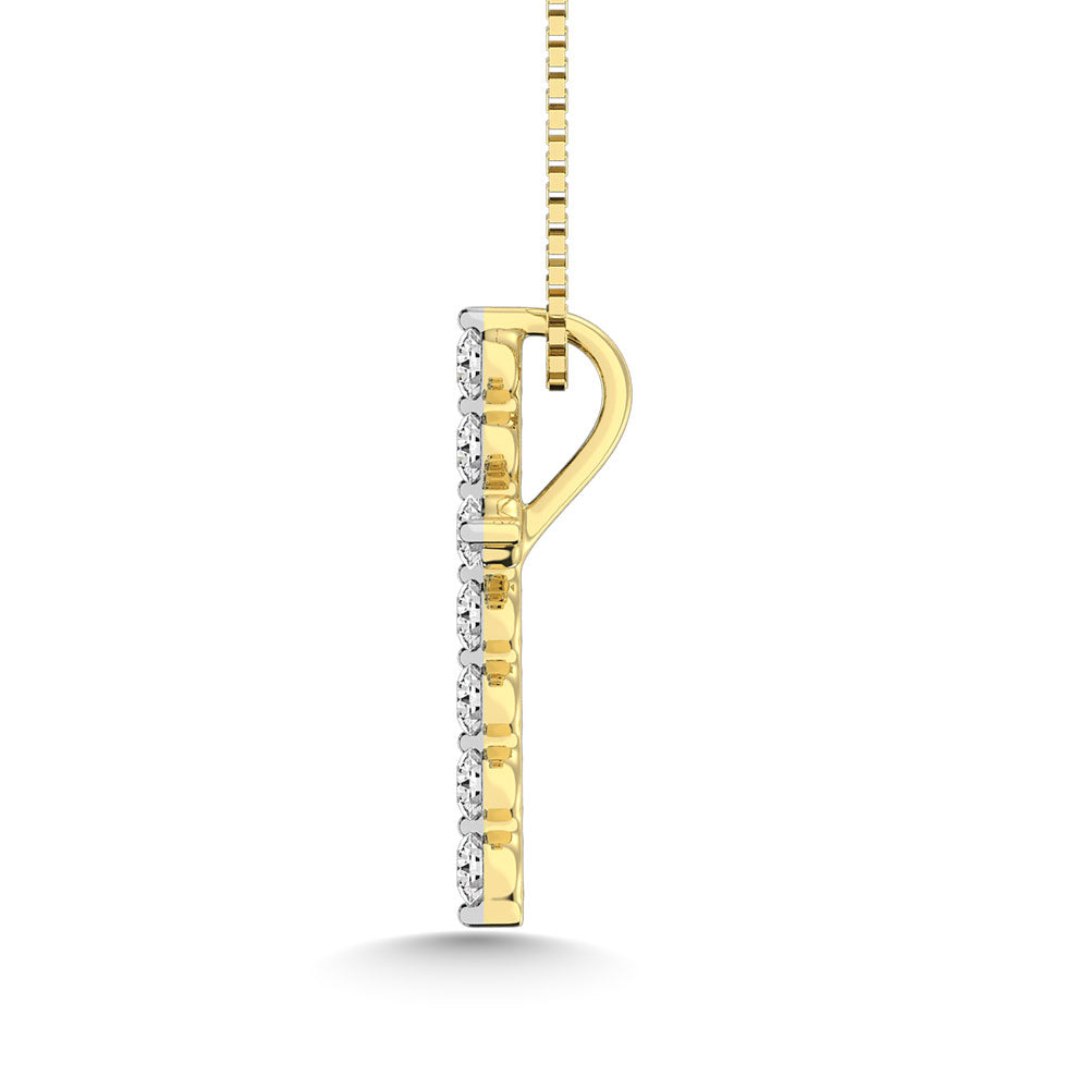 14K Yellow Gold 1/5 Ct.Tw.Diamond Cross Pendant