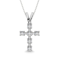 Thumbnail for 10K White Gold 1/4 Ct.Tw.Diamond Cross Pendant