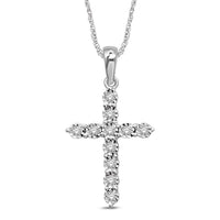 Thumbnail for 10K White Gold 1/8 Ct.Tw.Diamond Cross Pendant