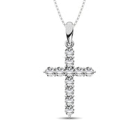 Thumbnail for 10K White Gold 1/5 Ct.Tw.Diamond Cross Pendant