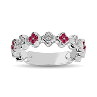 Thumbnail for 14K White Gold 1/3 Ctw Alternate Ruby & Diamond Stackable Band