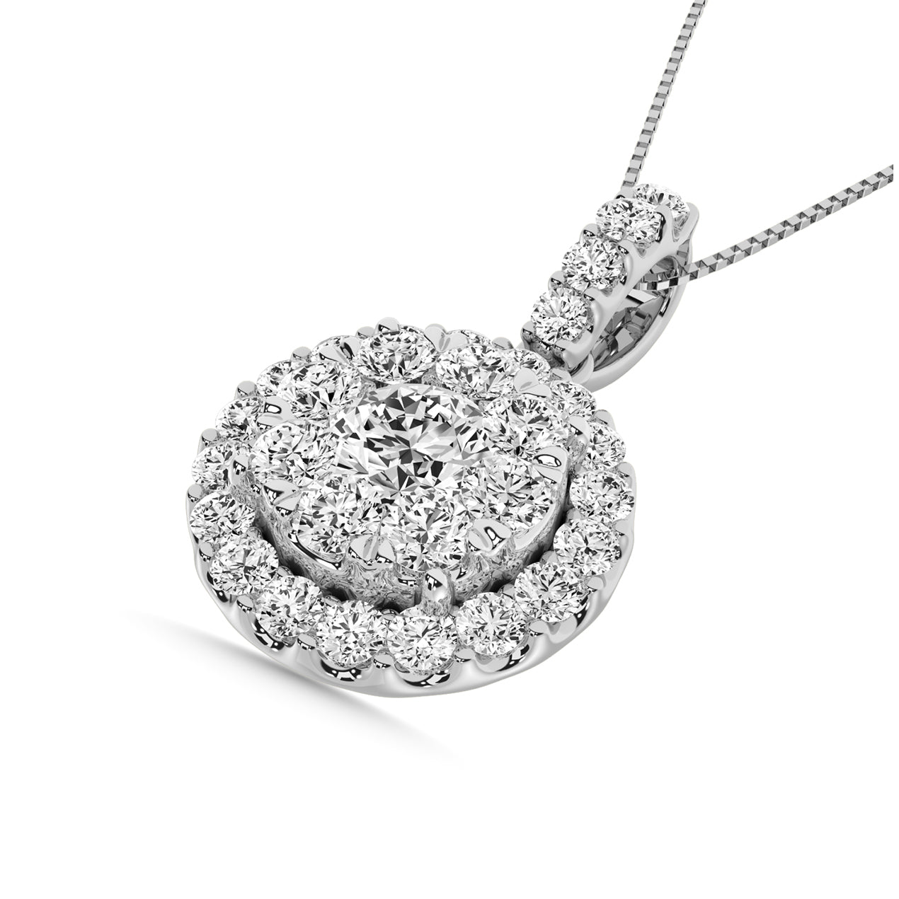 14K White Gold 1 1/2 Ctw Diamond Fashion Pendant