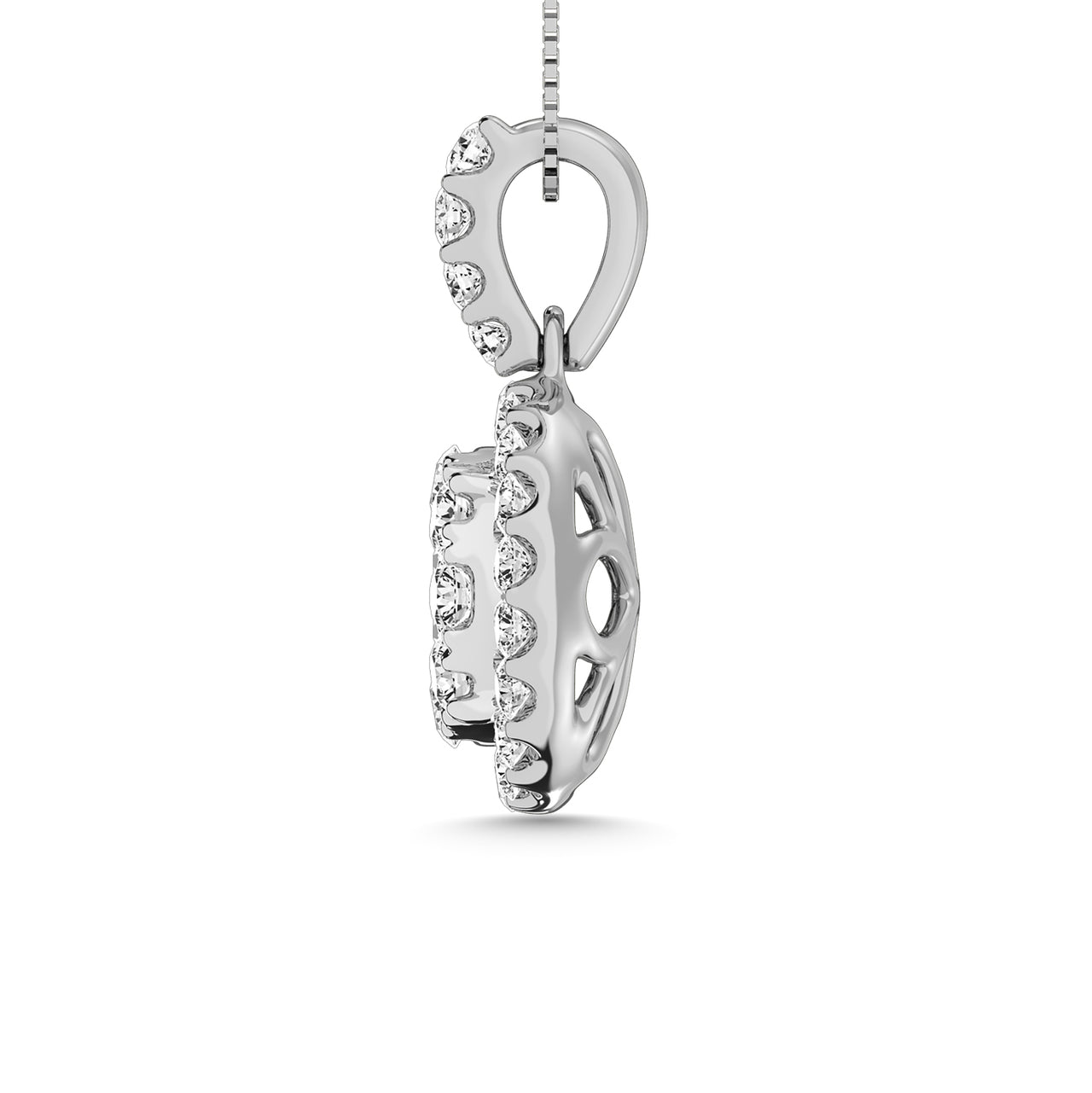 14K White Gold 1 1/2 Ctw Diamond Fashion Pendant