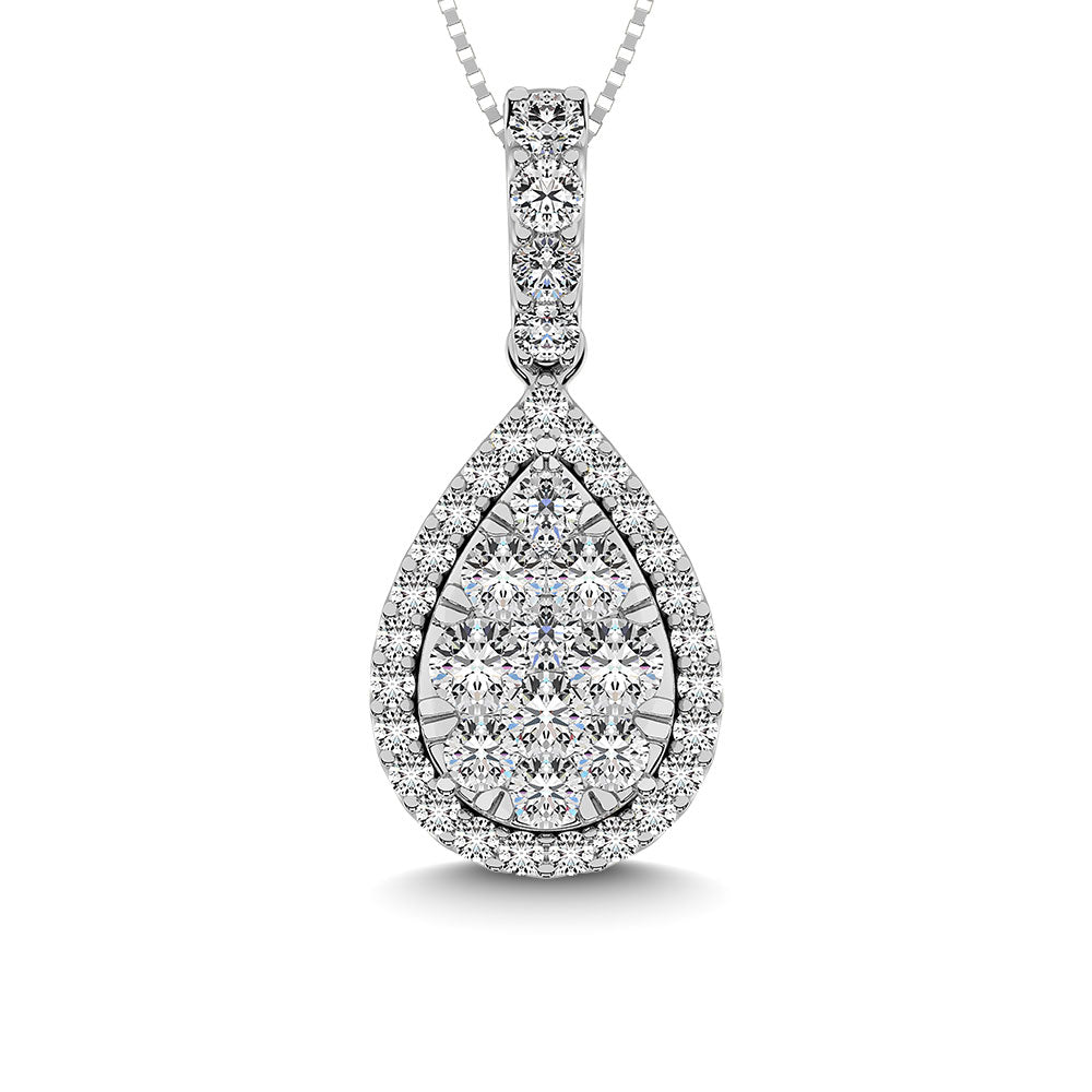 14K White Gold 1 5/8 Ctw Diamond Fashion Pendant