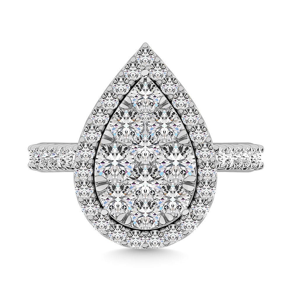 14K White Gold 1 1/2 Ctw Diamond Fashion Ring