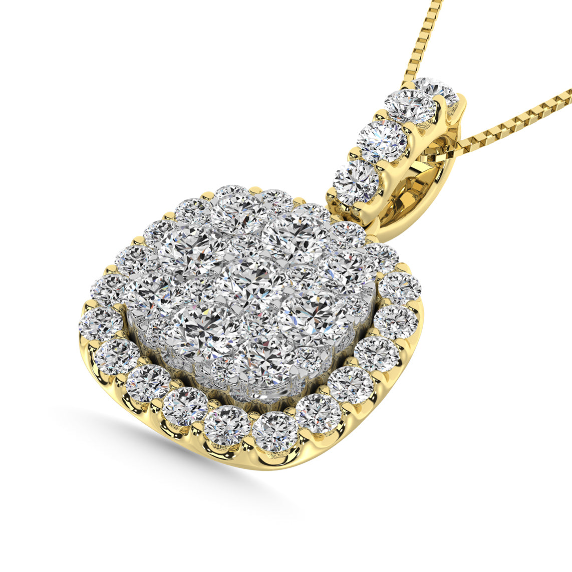 14K White Gold 1 1/4 Ctw Invisible Diamond Fashion Pendant