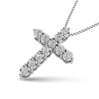 Thumbnail for 10K White Gold 1/10 Ct.Tw.Diamond Cross Pendant