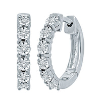 Thumbnail for 10K White Gold 1/5 Ct.Tw.Diamond Hoop Earrings