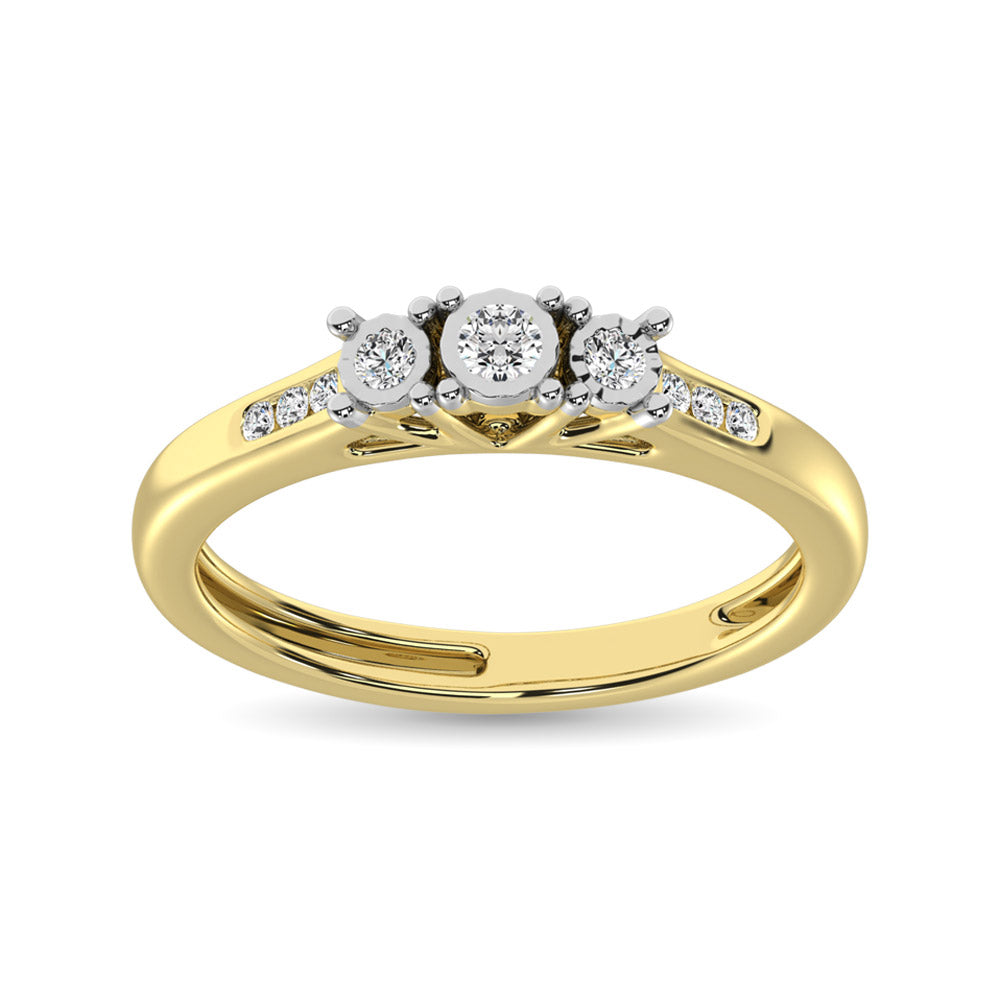 10K Yellow Gold 1/4 Ct.Tw.Diamond Three Stone Ring