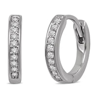 Thumbnail for 10K White Gold 1/10 Ctw Diamond Hoop Earrrings