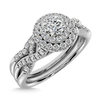 Thumbnail for Diamond 3/8.Ct.Tw. Double Halo Bridal Ring in 10K White Gold