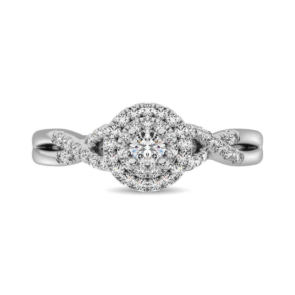 14K White Gold 1/3 Ctw Diamond Twisted Shank Engagement Ring