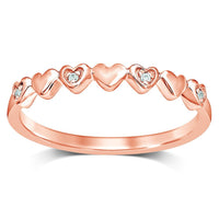 Thumbnail for 10K Rose Gold Diamond Accent Little Heart Stackable Band