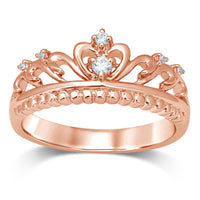 Thumbnail for 14K Rose Gold 1/20 Ct.Tw.Diamond Crown Stackable Band