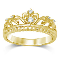 Thumbnail for 14K Yellow Gold 1/20 Ct.Tw.Diamond Crown Stackable Band