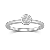 Thumbnail for 14K White Gold 1/10 Ctw Diamond Round Flower Ring