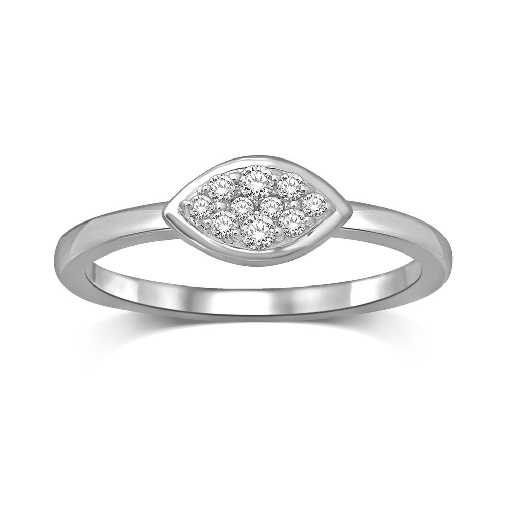 14K White Gold 1/10 Ctw Diamond Marquise Shape Flower Ring