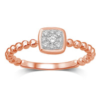 Thumbnail for 14K Rose Gold 1/10 Ctw Diamond Square Flower Ring