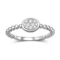 Thumbnail for 14K White Gold 1/10 Ctw Diamond Oval Shape Flower Ring