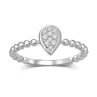 Thumbnail for 14K White Gold 1/10 Ctw Diamond Pear Shape Flower Ring