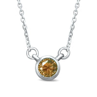 Thumbnail for 10K White Gold 1/10 Ctw Diamond Citrine Necklace