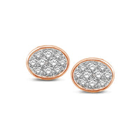 Thumbnail for 14K Rose Gold 1/5 Ctw Diamond Oval Shape Flower Stud Earrings