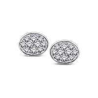 Thumbnail for 14K White Gold 1/5 Ctw Diamond Oval Shape Flower Stud Earrings