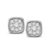 Thumbnail for 14K White Gold 1/5 Ctw Diamond Square Flower Earrings