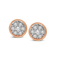 Thumbnail for 14K Rose Gold 1/5 Ctw Diamond Round Flower Earrings