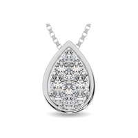 Thumbnail for 14K White Gold 1/6 Ctw Diamond Pear Shape Flower Pendant
