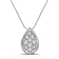 Thumbnail for 14K White Gold 1/6 Ctw Diamond Pear Shape Flower Pendant