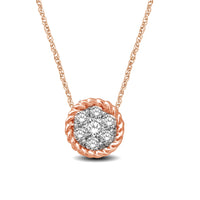 Thumbnail for 14K Rose Gold 1/6 Ctw Diamond Round Flower Pendant