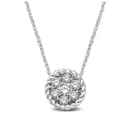 Thumbnail for 14K White Gold 1/6 Ctw Diamond Round Flower Pendant