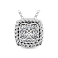 Thumbnail for 14K White Gold 1/6 Ctw Diamond Square Flower Pendant