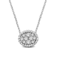 Thumbnail for 14K White Gold 1/6 Ctw Diamond Oval Flower Pendant