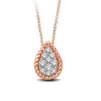 Thumbnail for 14K Rose Gold 1/6 Ctw Diamond Pear Shape Flower Pendant