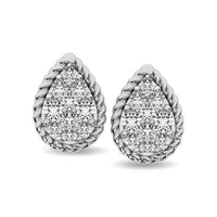 Thumbnail for 14K White Gold 1/5 Ctw Diamond Pear Flower Stud Earrings