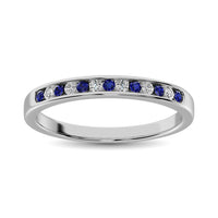 Thumbnail for 14K White Gold 1/5 Ctw Blue Sapphire & Diamond Machine Band