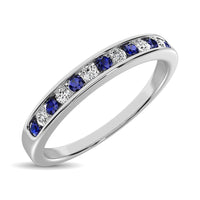 Thumbnail for 14K White Gold 1/5 Ctw Blue Sapphire & Diamond Machine Band